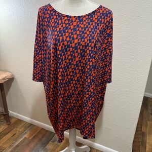 LuLaRoe - Irma - Blue and Orange Geometric Top - Size XL - NWT